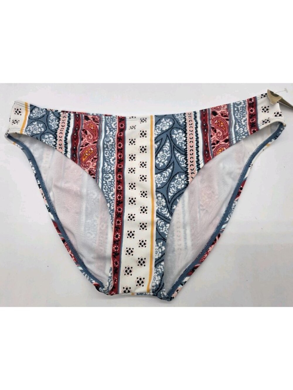 True Craft Womens Bikini Bottom Size XL Red Blue Paisley Swimsuit Swim